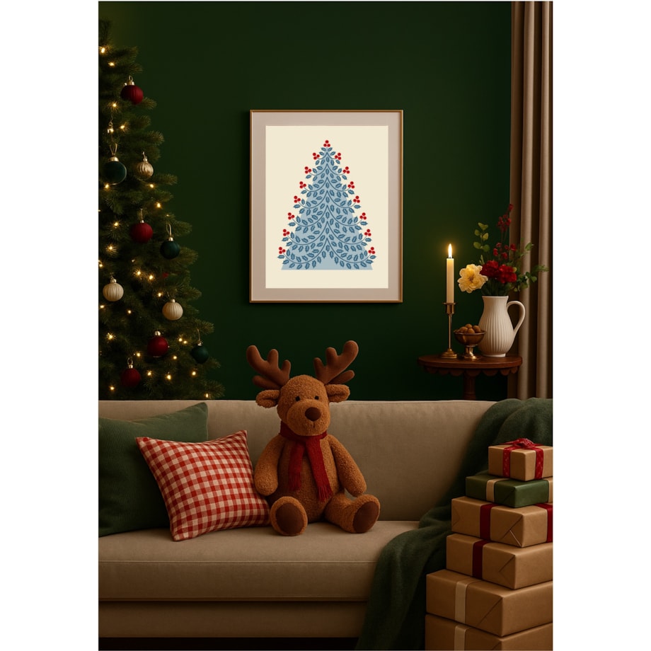 Poster Story, Plakat, Obraz - Niebieska Choinka, wymiary 50 x 70 cm