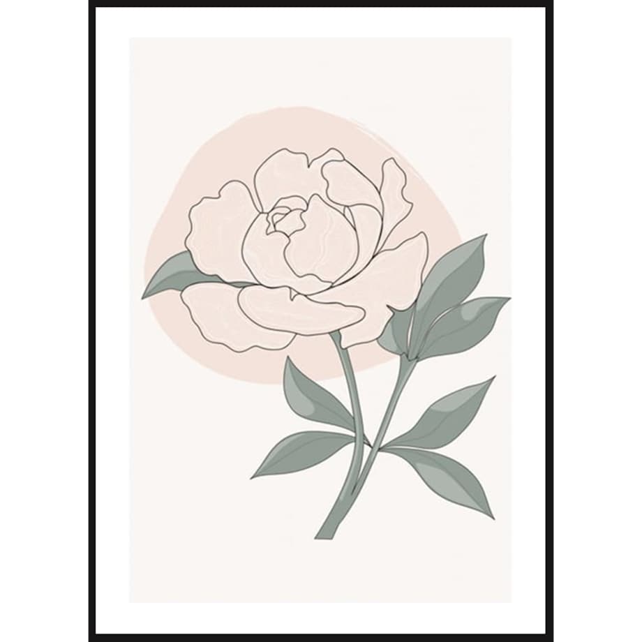 Poster Story, Plakat, Obraz - Pastelowa Róża w Konturach, wymiary 21 x 30 cm