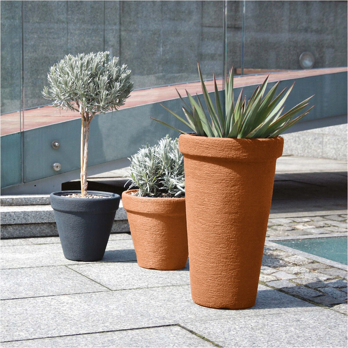 Doniczka Donica Ogrodowa 40 Cm Efekt Cegły Wysoka Okrągła Na Taras Do Ogrodu Domu Pomarańczowa