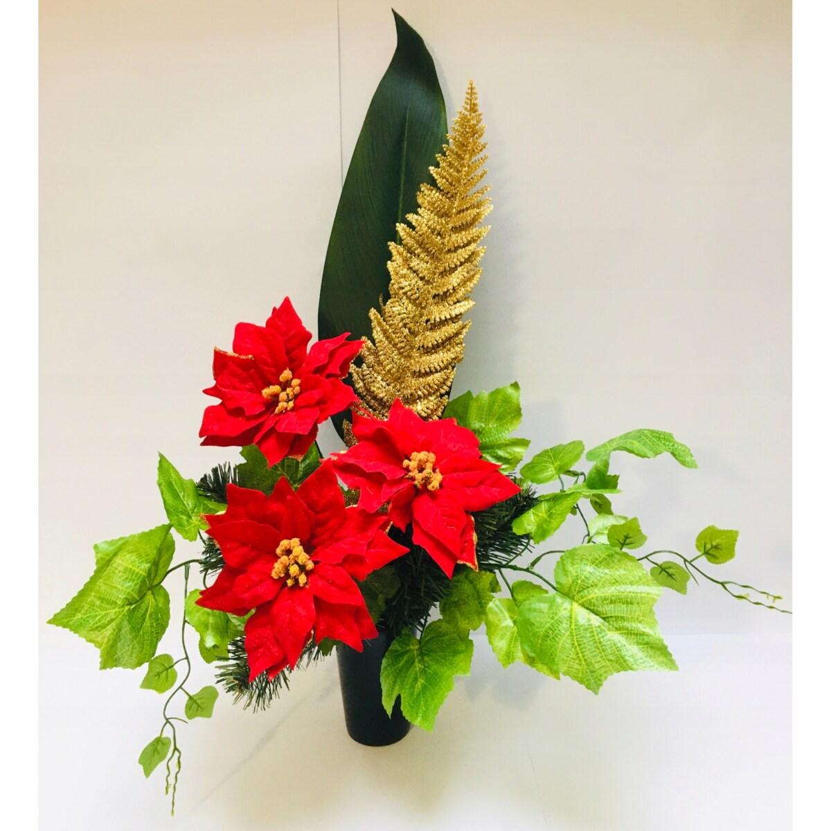 GOTOWY STROIK bukiet ŚWIĄTECZNY GWIAZDA BROKATOWY do flakonu na grób wkład