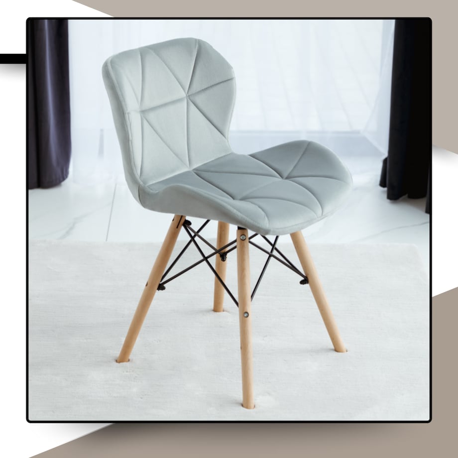 Krzesło Tapicerowane Welurowe Do Jadalni Salonu Pikowane Skandynawskie