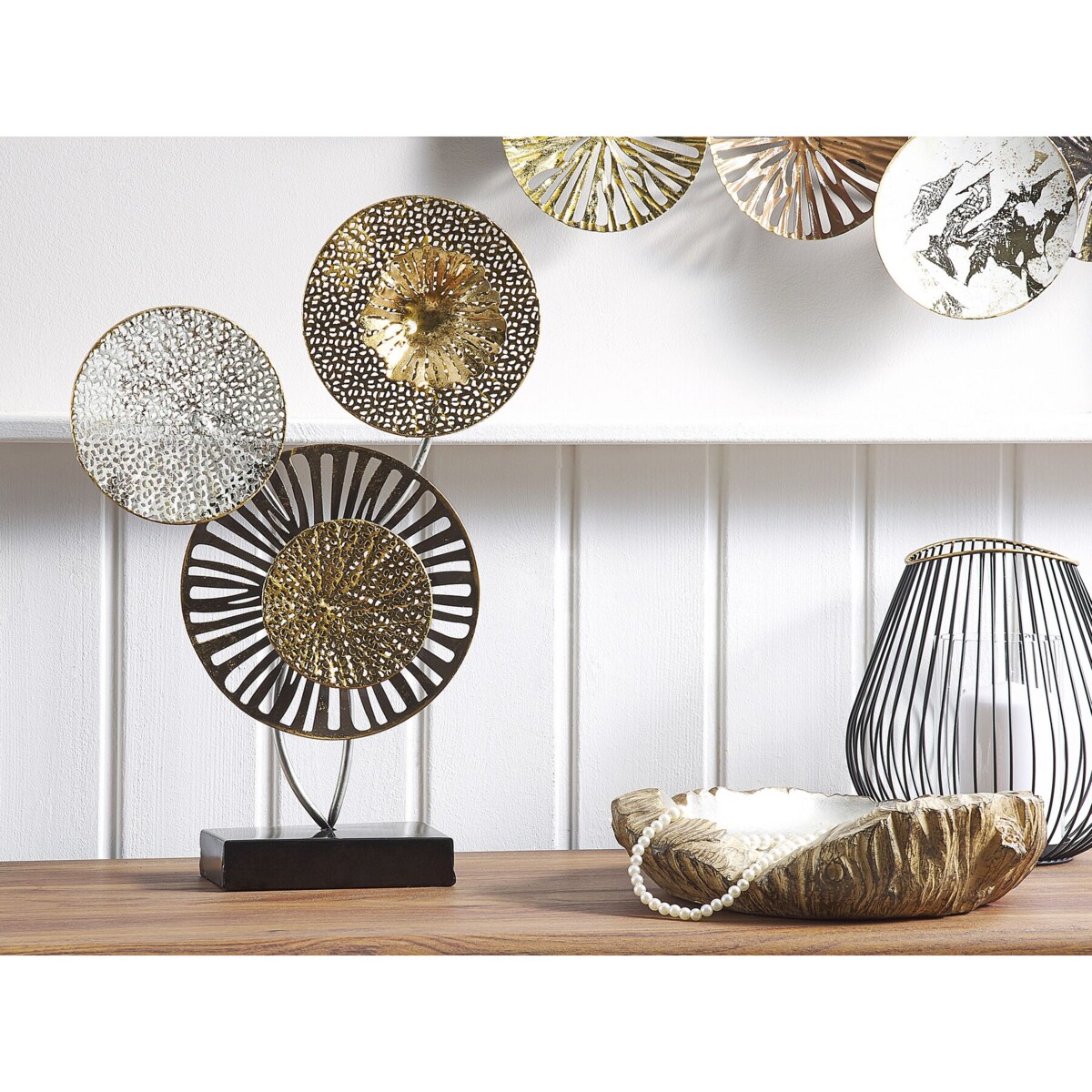 Dekoracyjna rzeźba metalowa złoto-srebrna URANIUM