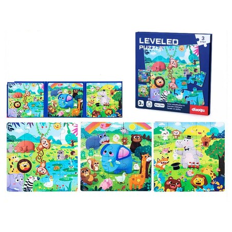 Puzzle magnetyczne - Poziom 3 - Małpka, Słoń, Hipopotam
