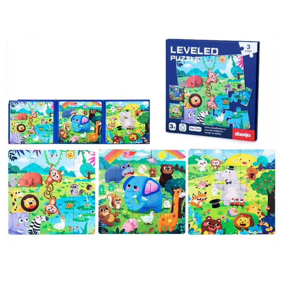 Puzzle magnetyczne - Poziom 3 - Małpka, Słoń, Hipopotam