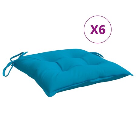 vidaXL Poduszki na krzesła, 6 szt., niebieskie, 50x50x7 cm, tkanina