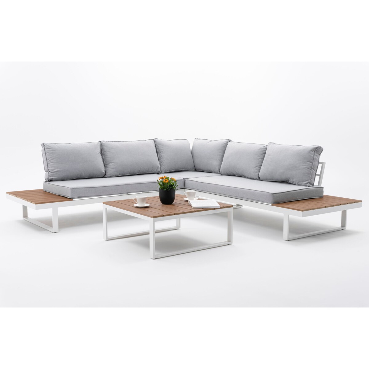 Meble ogrodowe narożnik nowoczesny aluminium MALE biały