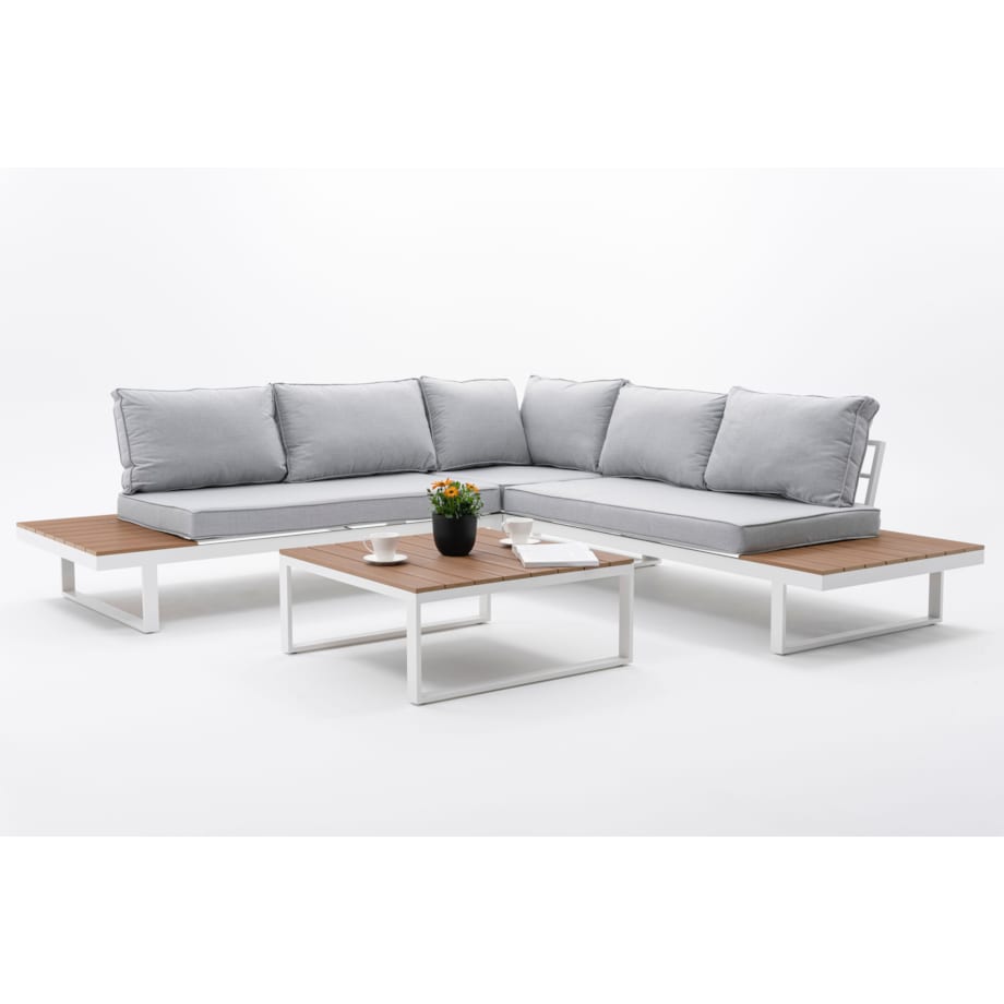 Meble ogrodowe narożnik nowoczesny aluminium MALE biały