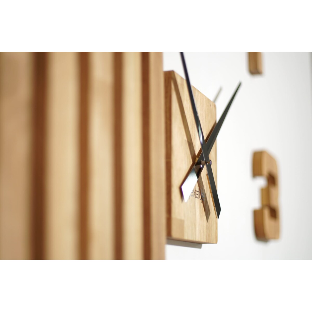 Drewniany zegar ścienny dębowy LAMELE 100cm