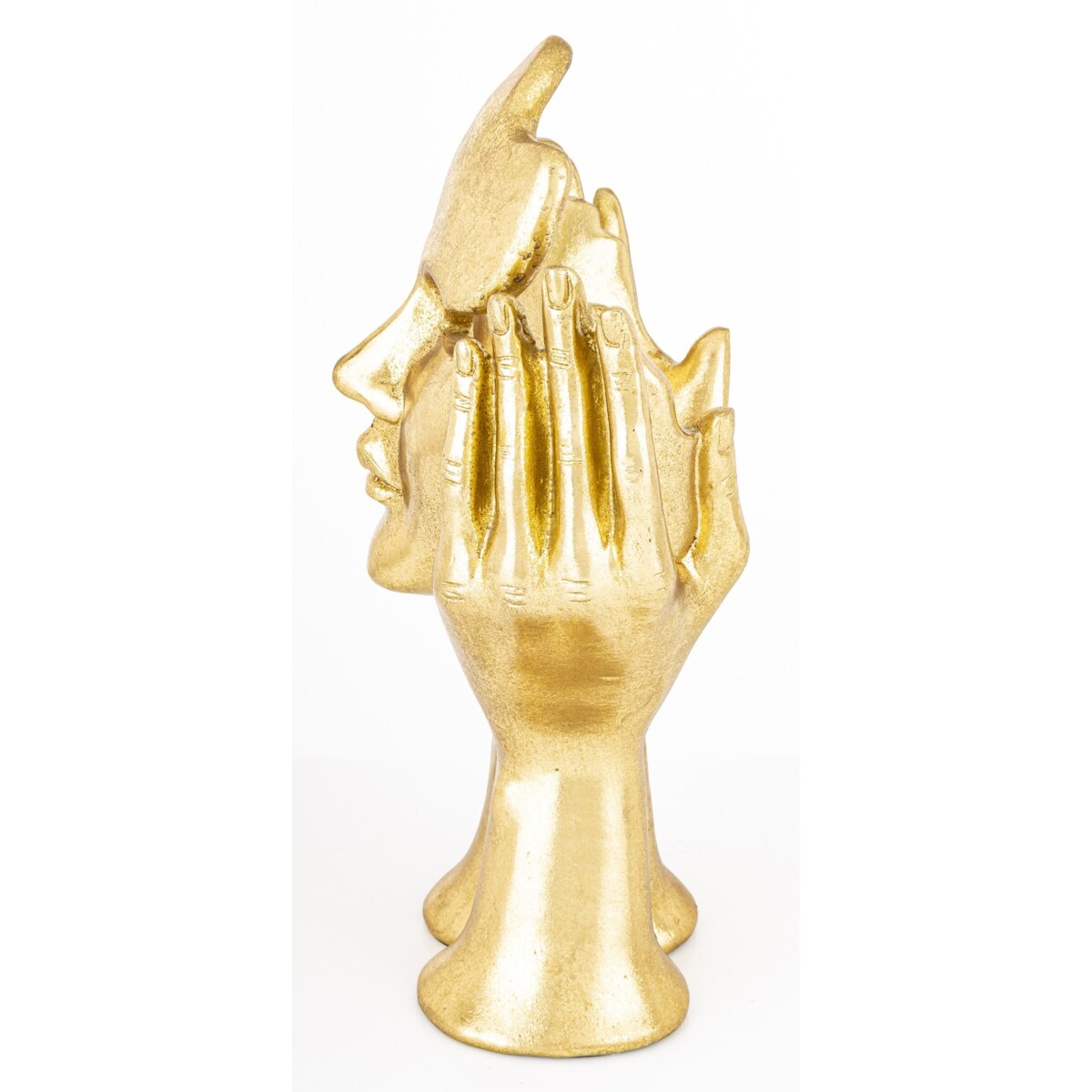 Dekoracja złota maska w kobiecych rękach 30x16x12 ASPETTO