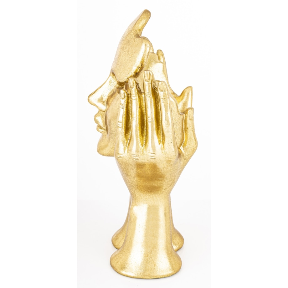 Dekoracja złota maska w kobiecych rękach 30x16x12 ASPETTO