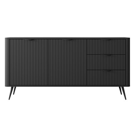 Komoda nowoczesna 2D3S LENA ryflowana, czarna