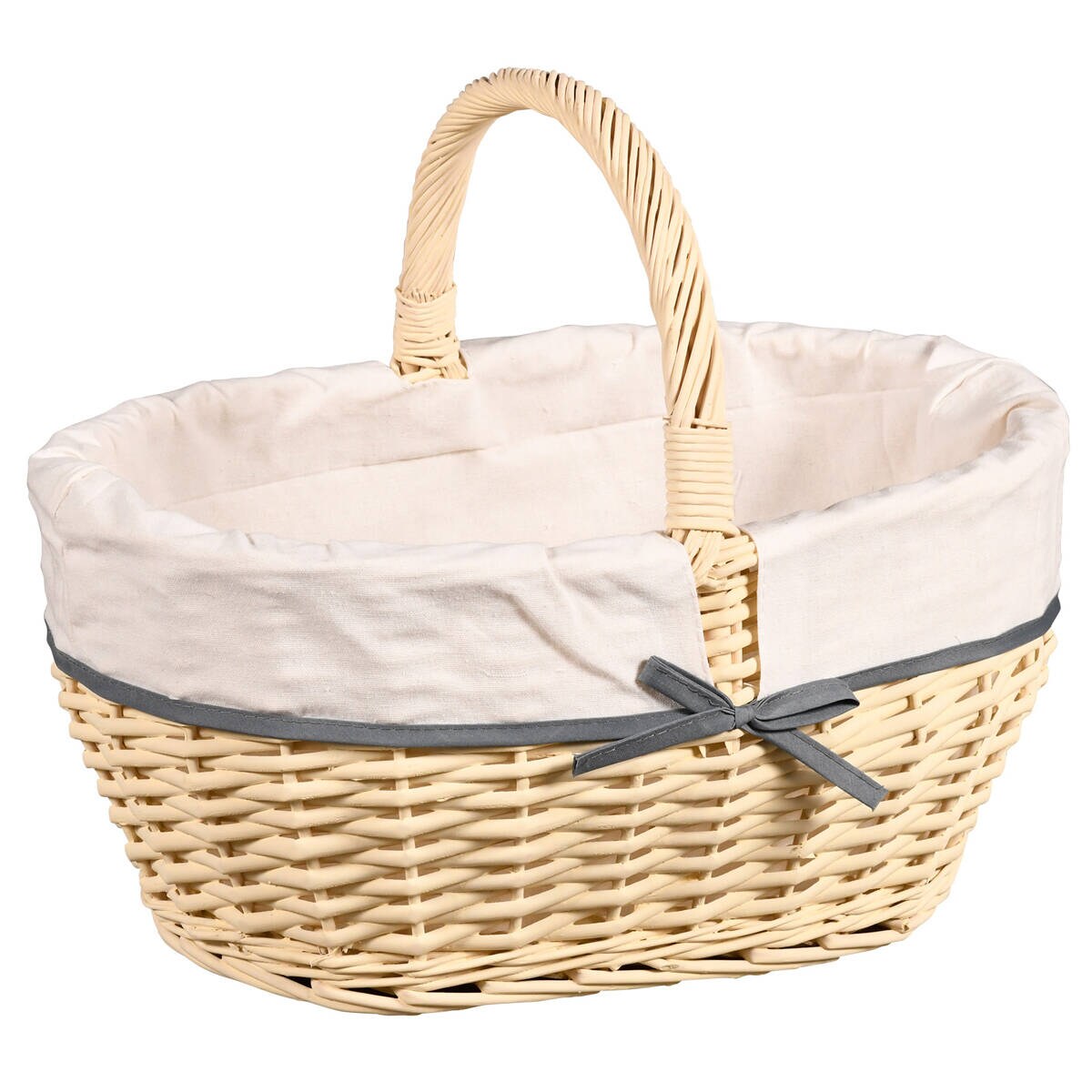 Pleciony kosz piknikowy z materiałową wyściółką, 45 x 34 cm