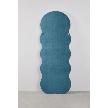 Lustro w falistej ramie aksamit niebieski 160x60 cm