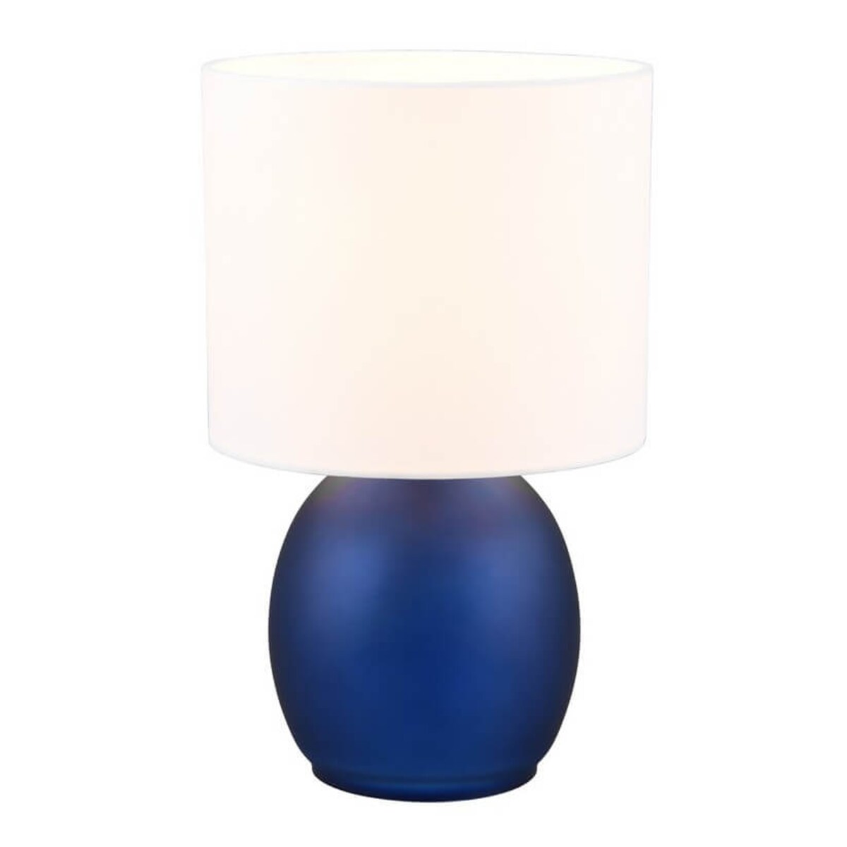 Szklana lampa stojąca Vela 517900112 Trio na komodę biała granatowa