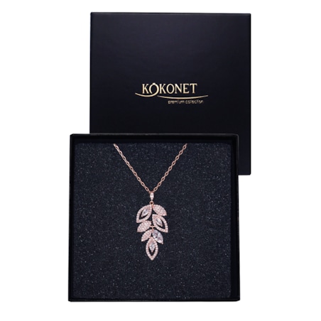 Naszyjnik ślubny rose gold z listkiem elegancki na ślub