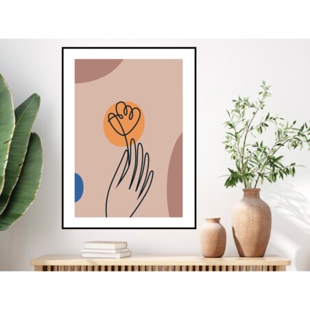 Poster Story, Plakat, Obraz - Pomarańczowy Kwiatek w Konturach, wymiary 42 x 60 cm