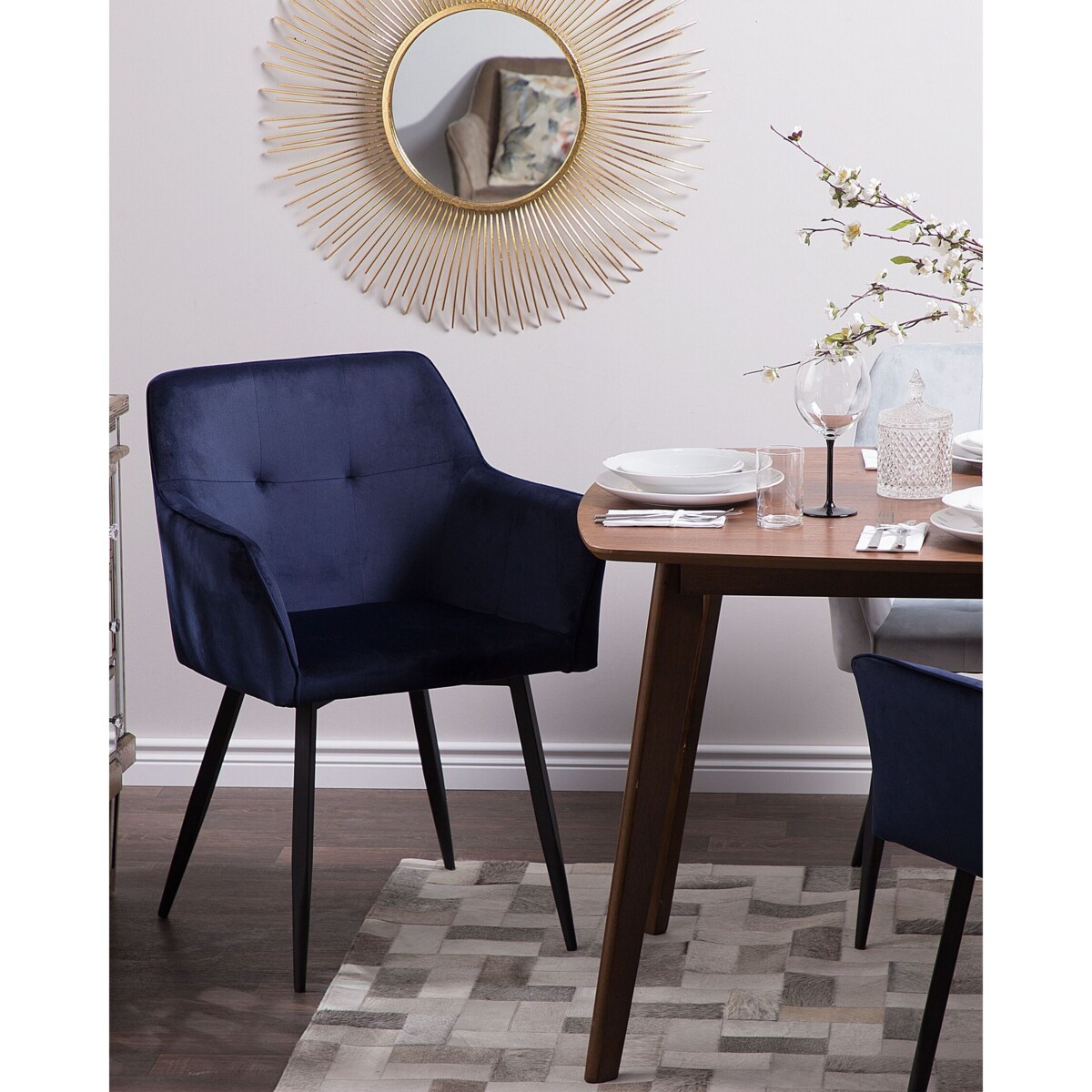 Zestaw 2 krzeseł welurowy niebieski JASMIN