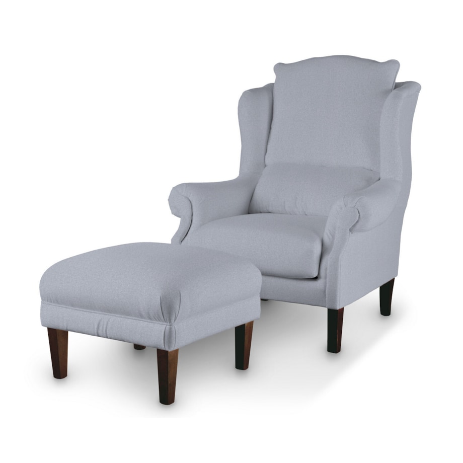 Podnóżek do fotela, błękitny melanż, 56 x 56 x 40 cm, Amsterdam