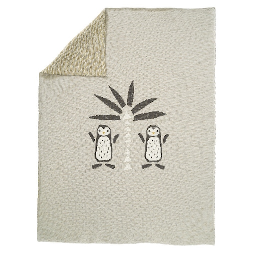 Fresk - Tkany kocyk z bawełny organicznej 80 x 100 cm Pingwin