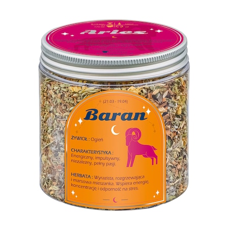 Herbata Zodiakalna BARAN - herbaciany susz napar ziołowa mieszanka na astrologiczny prezent upominek podarunek dla osoby ze znakiem zodiaku BARANA