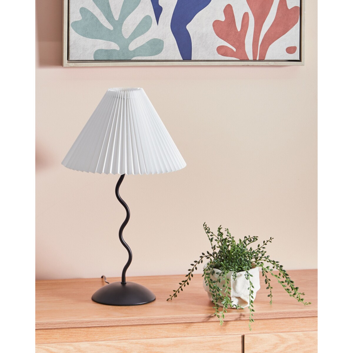 Lampa stołowa metalowa czarna z białym JIKAWO