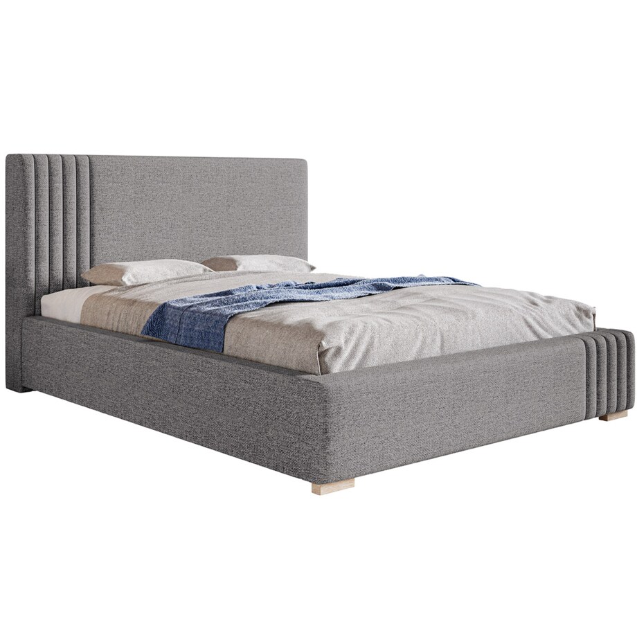 Łóżko jednoosobowe 90x200 BEN 13 z pojemnikiem na pościel- szare