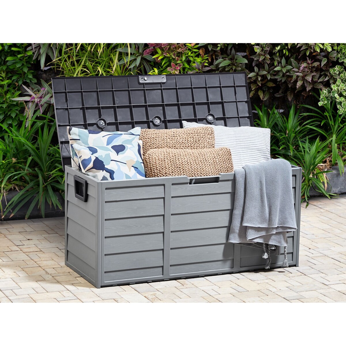 Skrzynia ogrodowa 112 x 50 cm szara LOCARNO