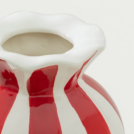 Wazon Peppermint 13x18 cm boże narodzenie, święta, świąteczne, biały-czerwony, 13x13x18 cm