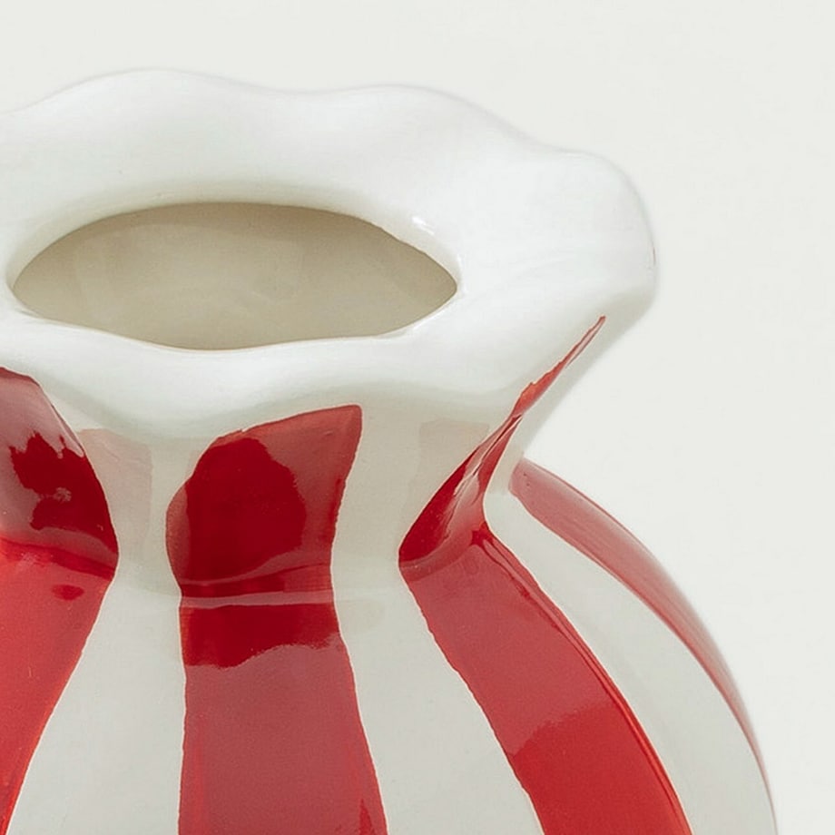 Wazon Peppermint 13x18 cm boże narodzenie, święta, świąteczne, biały-czerwony, 13x13x18 cm