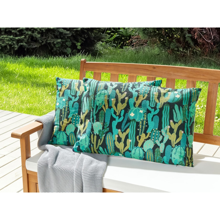 Zestaw 2 poduszek ogrodowych BUSSANA Wzór roślinny 40 x 60 cm Zielony