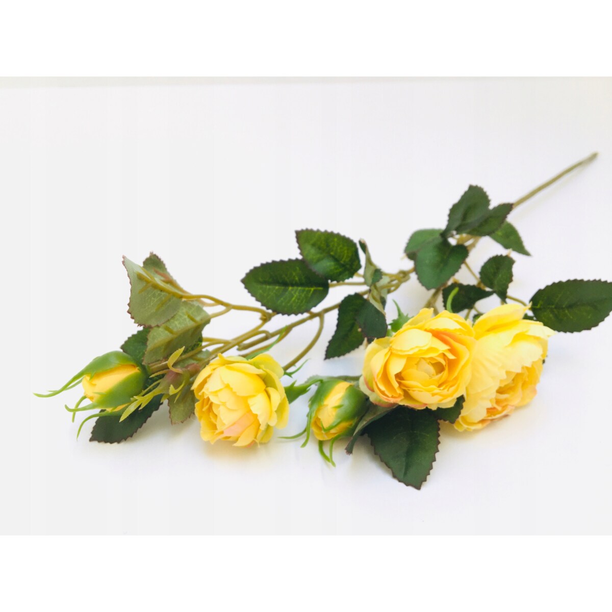 GAŁĄZKA RÓŻA żółta stroika bukietu sztuczna wiązanka pączki liście święta