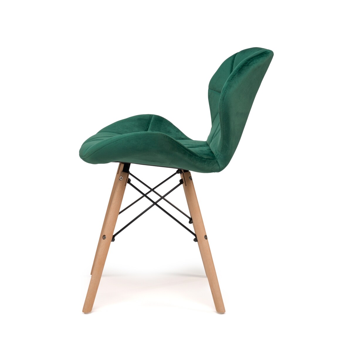 Krzesło tapicerowane skandynawskie welurowe pikowane do salonu jadalni DURO zielony welur