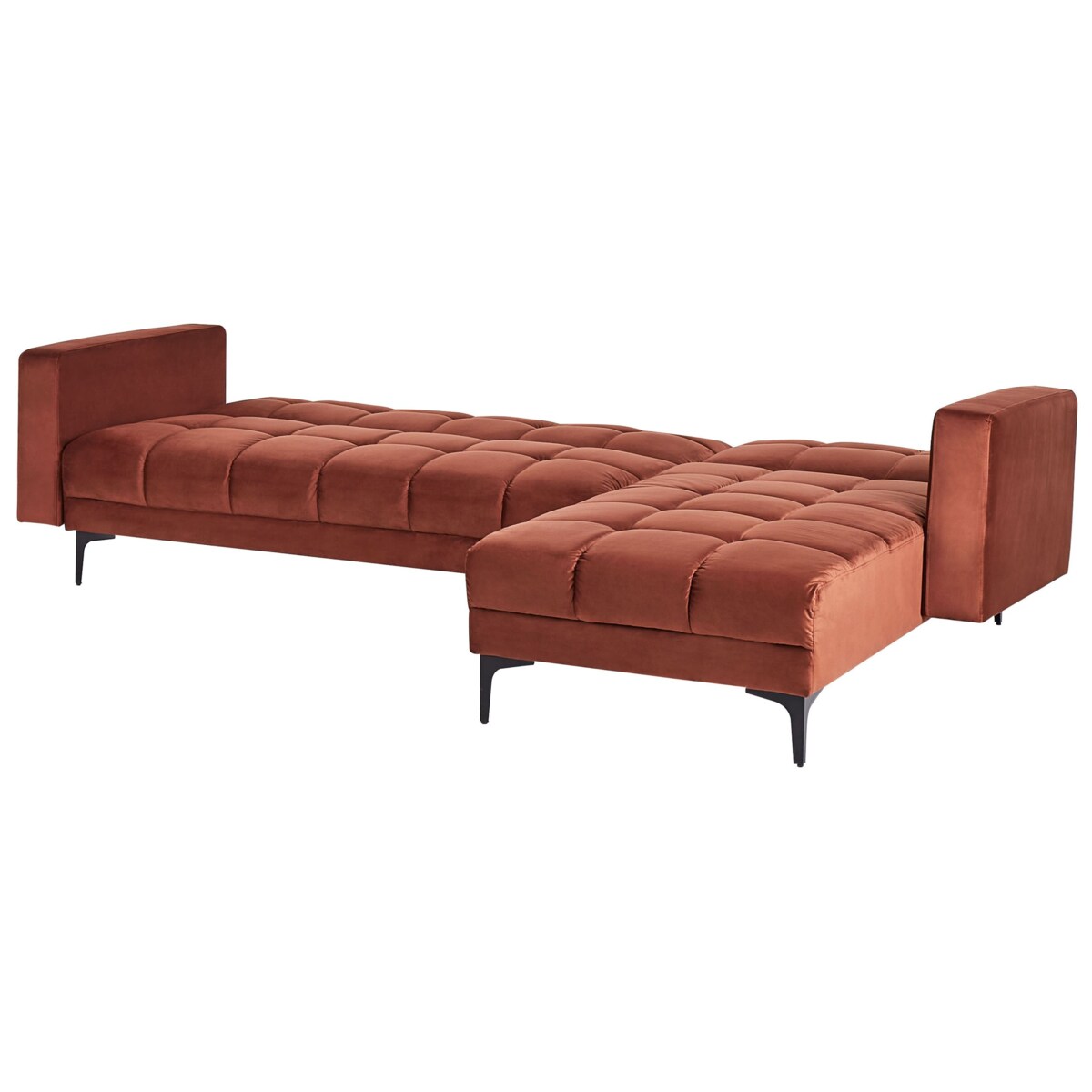 Sofa narożna lewostronna z otomaną ALNES Jasnoczerwony Welur Lewostronny