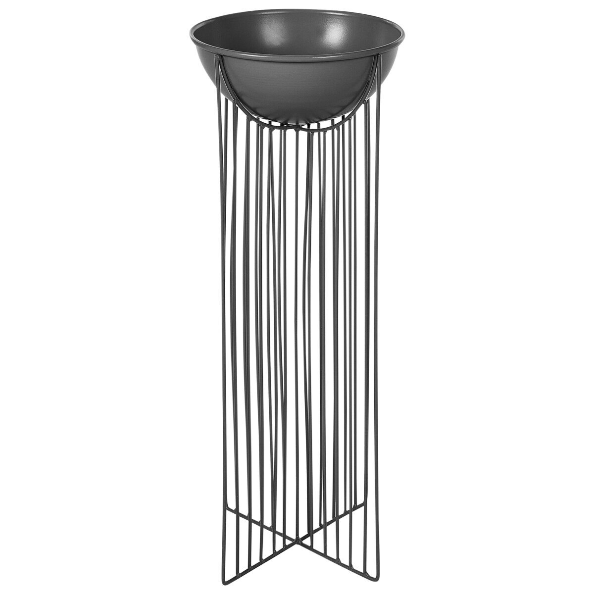 Zestaw 2 doniczek na stojaku metalowe czarny FICARIA