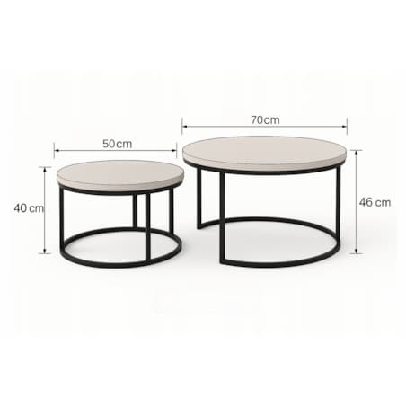 Stolik Kawowy KASZMIR 2w1 Okrągły Zestaw JAPANDI BOHO Salon SOFT LOFT SET