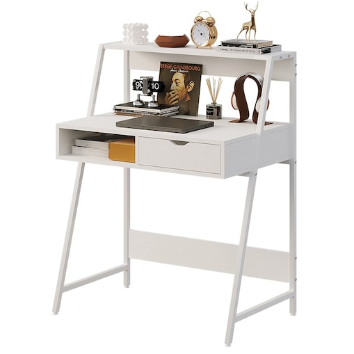 Biurko Komputerowe Białe Szkolne Stolik Loft Industrialne Z Szufladą
