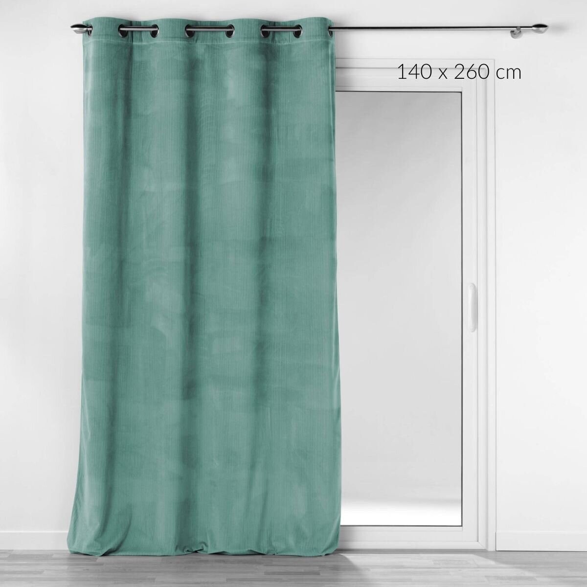 Sztruksowa zasłona na przelotkach, SAGE, 140 x 260 cm