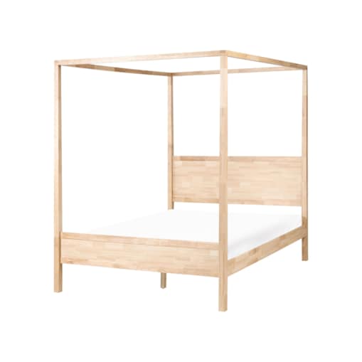 Łóżko z baldachimem Drewno HAUTERIVES 160 x 200 cm Jasnobrązowy