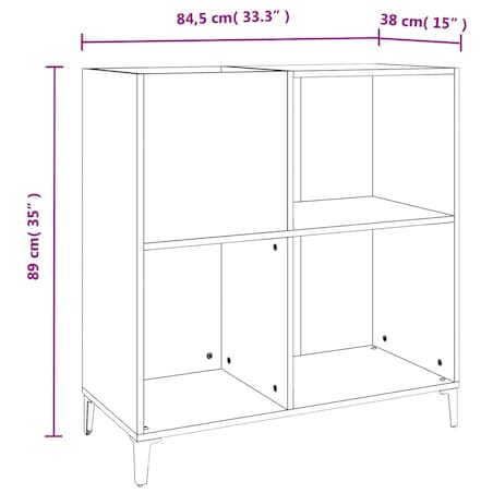 vidaXL Szafka na płyty, czarna, 84,5x38x89 cm, materiał drewnopochodny
