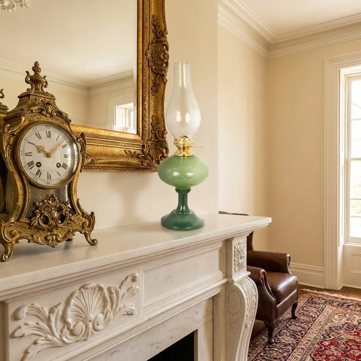 LAMPA NAFTOWA DUŻA ZIELONA SZKLANA KLOSZ RETRO DO DOMU OGRODU NA PREZENT