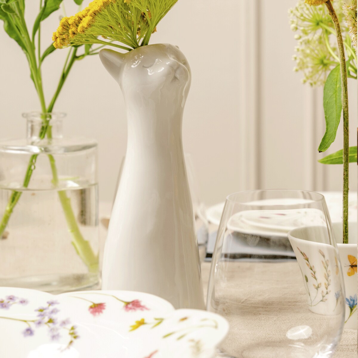 Kot biały wazon 14 cm