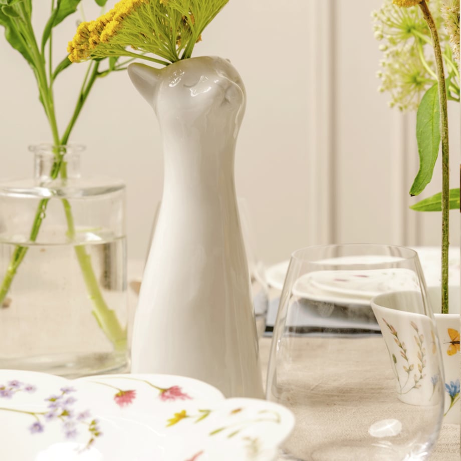 Kot biały wazon 14 cm