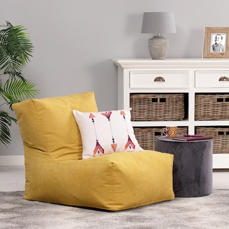 Pufo- fotel Poppy, musztardowy szenil, 87 x 31 x 75 cm, Lollipop