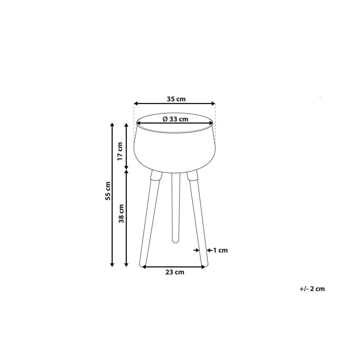 Doniczka na stojaku metalowa 35 x 35 x 55 cm czarna z jasnym drewnem AGROS