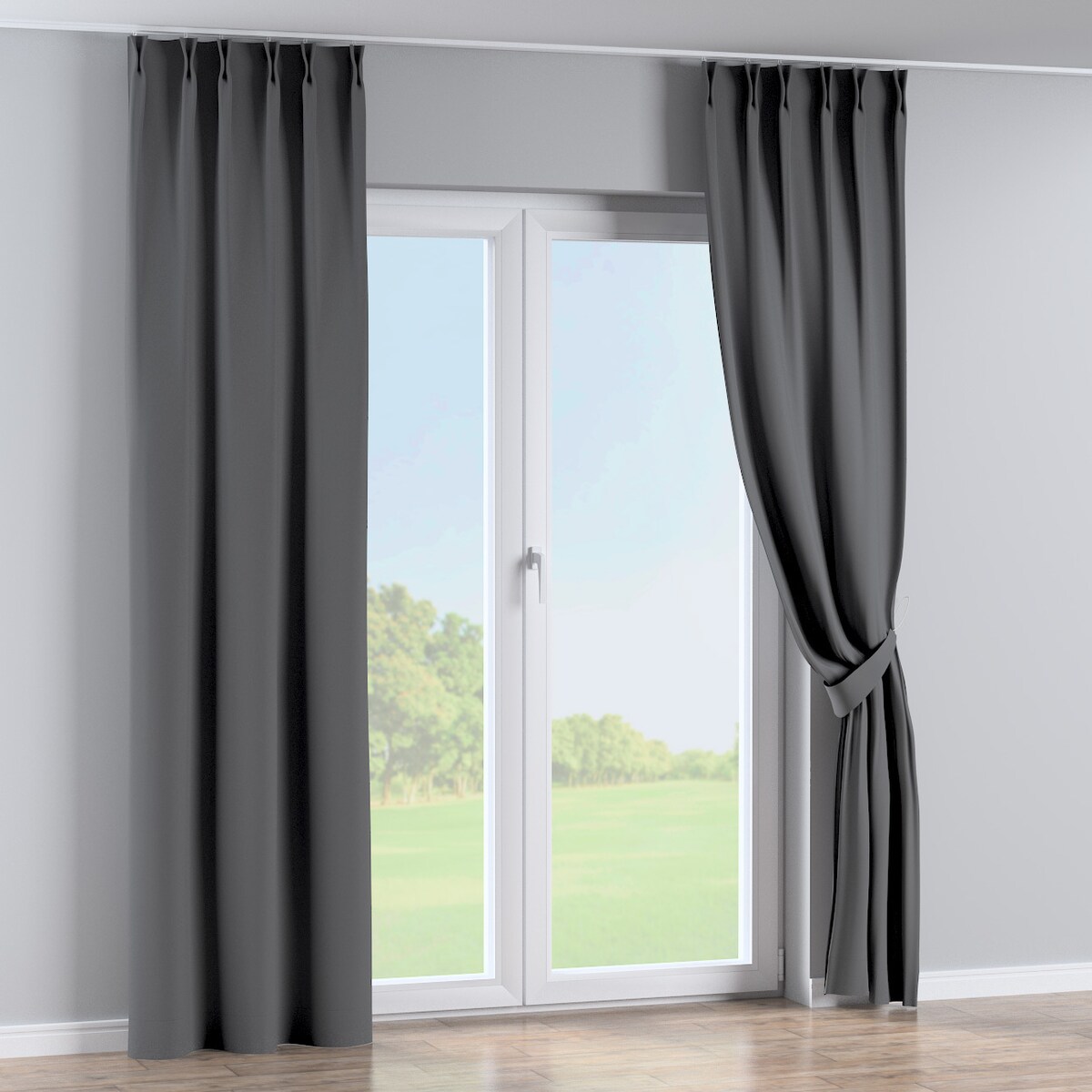 Zasłona na haczykach flex podwójnych 130x260 grafitowy