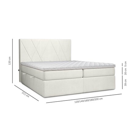 Łóżko kontynentalne ALLIE 120x200 z pojemnikiem, Szary, tkanina Megan 365