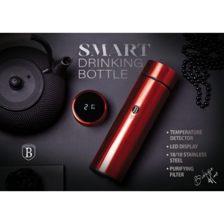 Inteligentny termos stalowy 0.45L z wskaźnikiem temperatury LED BERLINGER HAUS Burgundy