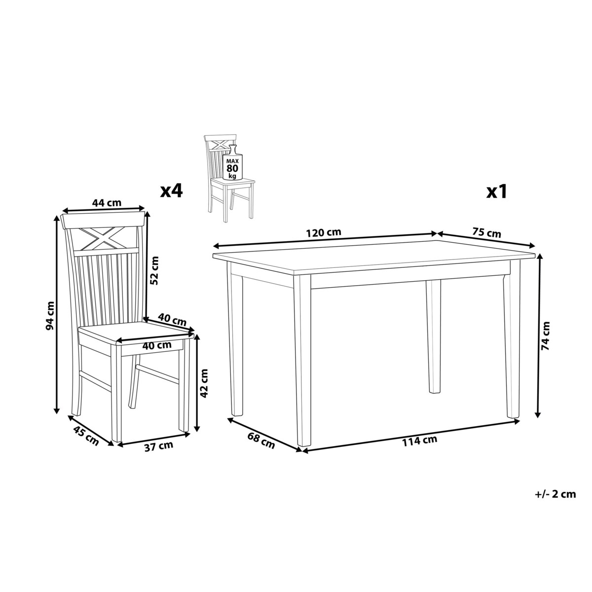 Zestaw do jadalni stół i 4 krzesła drewniany jasny z czarnym HOUSTON