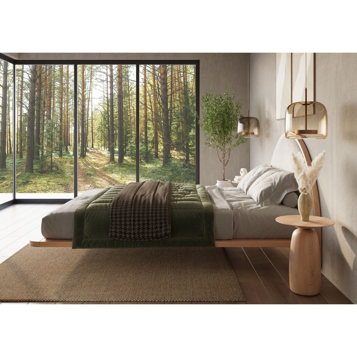 Łóżko lewitujące drewniane bukowe Visby MOMOKO / 140x200 cm, kolor naturalny