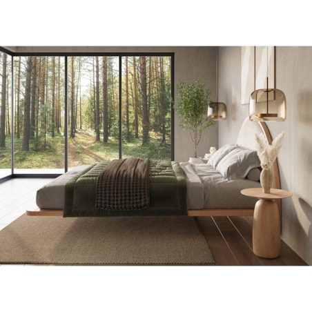 Łóżko lewitujące drewniane bukowe Visby MOMOKO / 140x200 cm, kolor naturalny